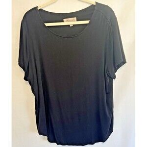 Philosophy Knit Top Womens Plus Size 2X Bright Black Jersey Stretch Flirty Flowy